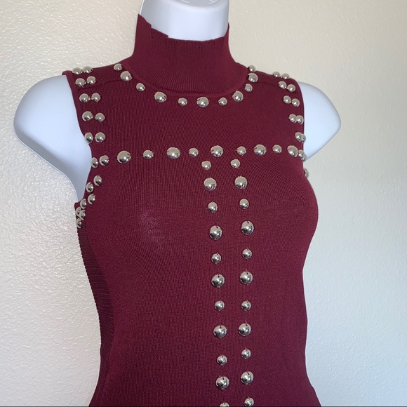 ✨ NWT I.N.C Burgundy Studded Mock Neck Dress - Picture 3 of 11